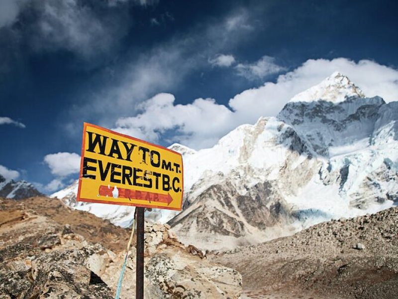 Mount Everest base camp signboard